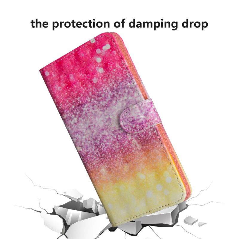 Flip Case Leren Google Pixel 3 Magenta Glitterverloop