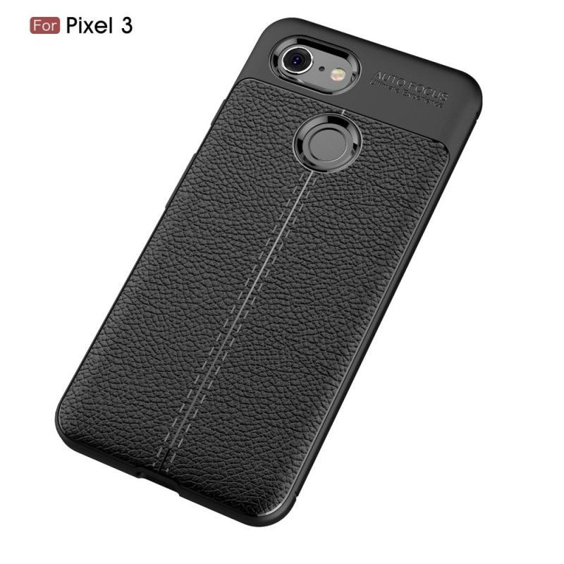 Hoesje Google Pixel 3 Rood Zwart Dubbellijns Lychee Leereffect