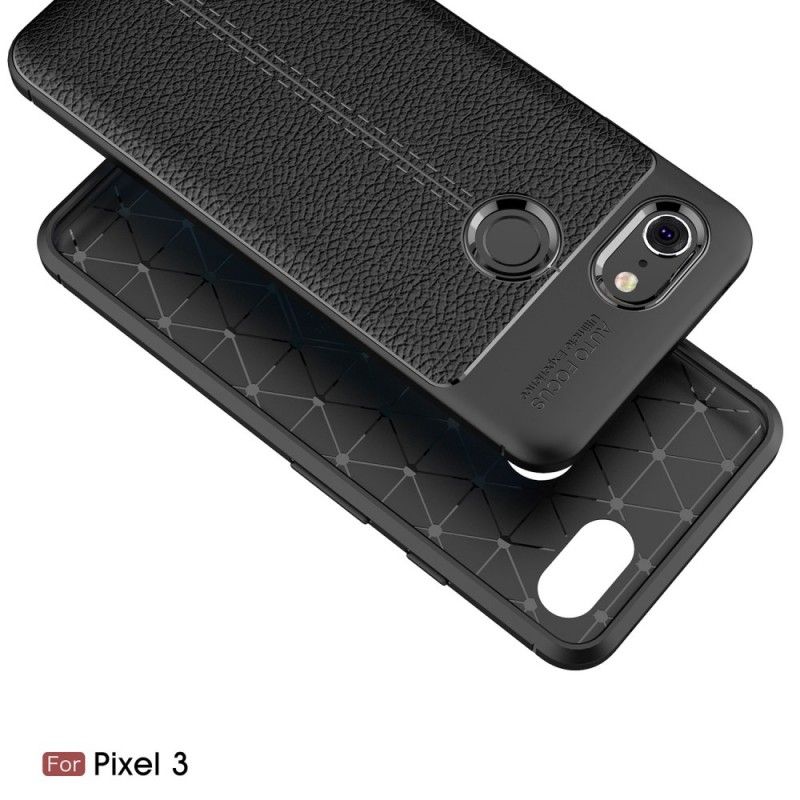 Hoesje Google Pixel 3 Rood Zwart Dubbellijns Lychee Leereffect
