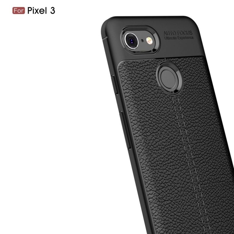 Hoesje Google Pixel 3 Rood Zwart Dubbellijns Lychee Leereffect