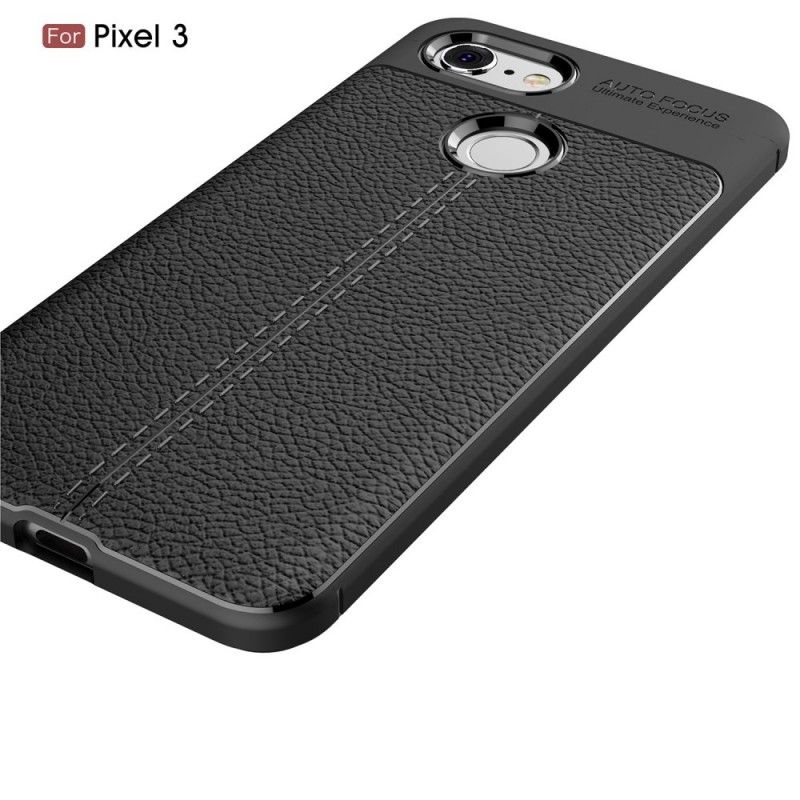 Hoesje Google Pixel 3 Rood Zwart Dubbellijns Lychee Leereffect