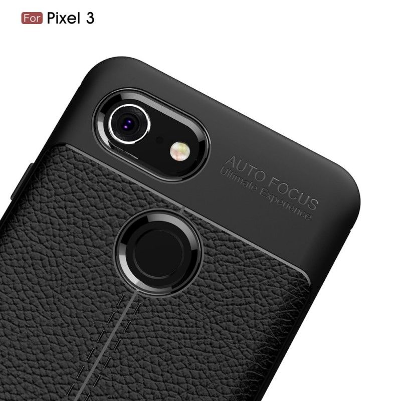 Hoesje Google Pixel 3 Rood Zwart Dubbellijns Lychee Leereffect