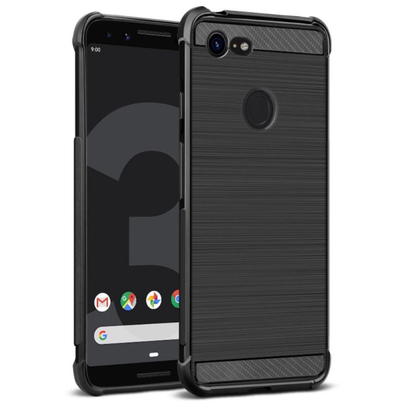 Hoesje voor Google Pixel 3 Imak Geborsteld Koolstofvezel