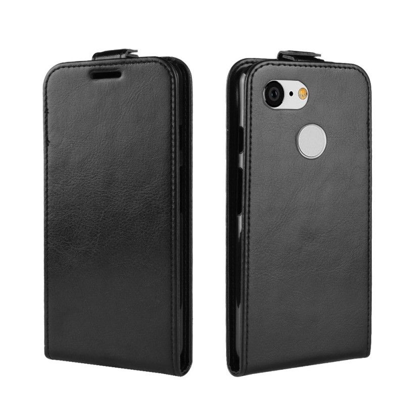 Leren Hoesje voor Google Pixel 3 Wit Zwart Retro Vouwen