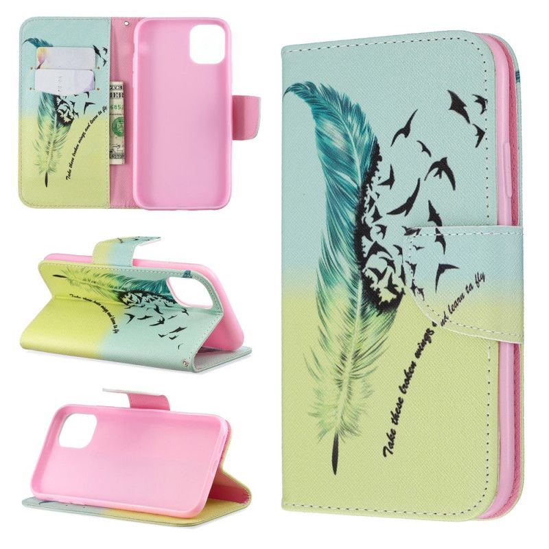 Bescherming Hoesje iPhone 11 Telefoonhoesje Leer Veren Vliegen