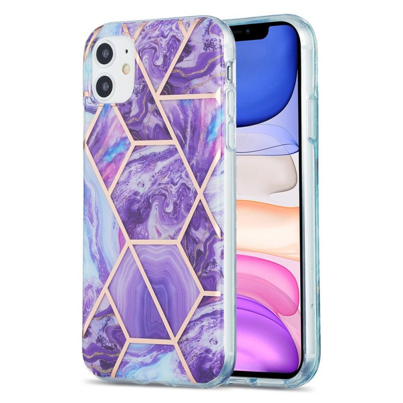 Case Hoesje iPhone 11 Groen Roze Telefoonhoesje Flitsend Geometrisch Marmer