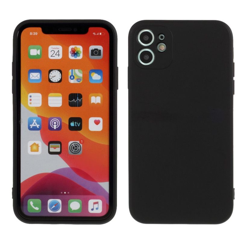 Case Hoesje iPhone 11 Rood Zwart Telefoonhoesje Pure Kleur Mat Siliconen