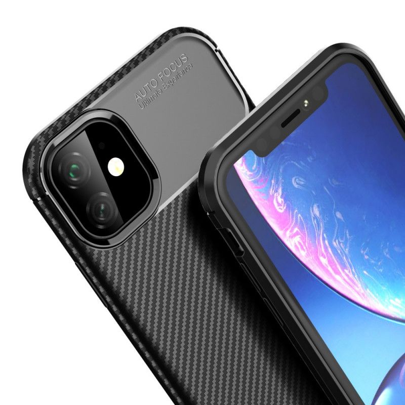 Cover Hoesje iPhone 11 Donkerblauw Zwart Telefoonhoesje Flexibele Koolstofvezeltextuur