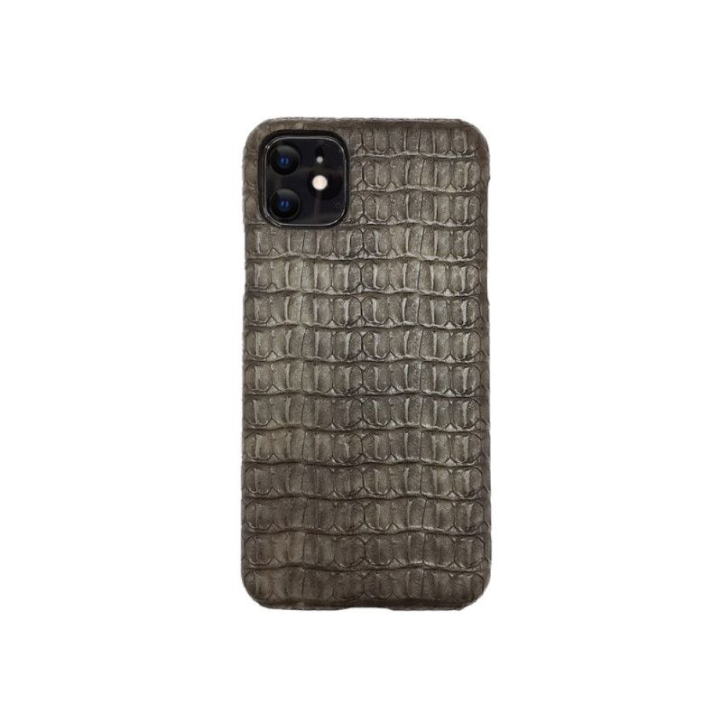 Cover Hoesje iPhone 11 Grijs Zwart Telefoonhoesje Zakelijke Krokodil