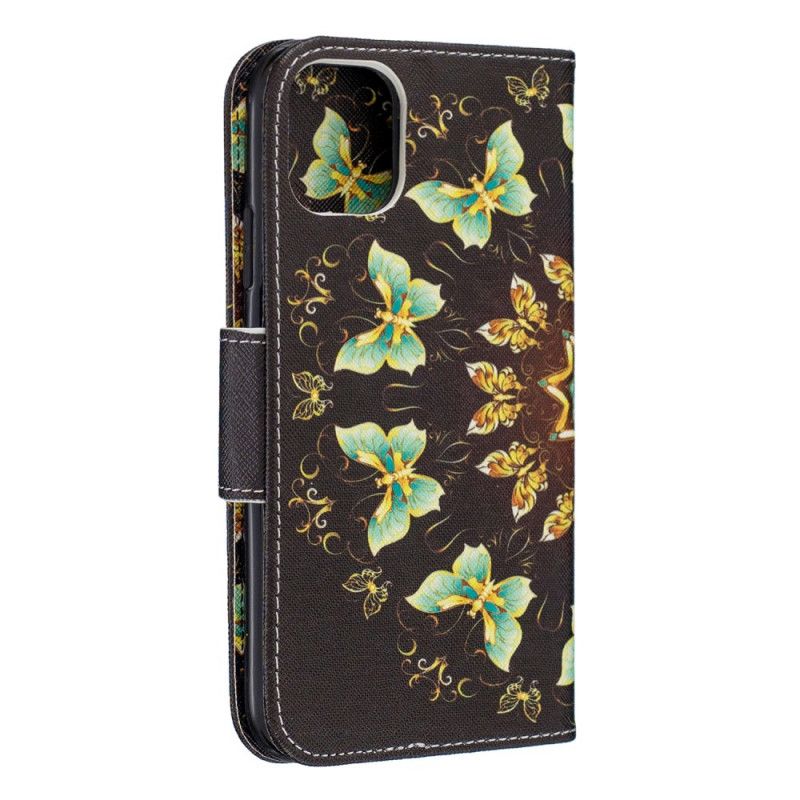 Flip Case Leren iPhone 11 Vlinder Mandala