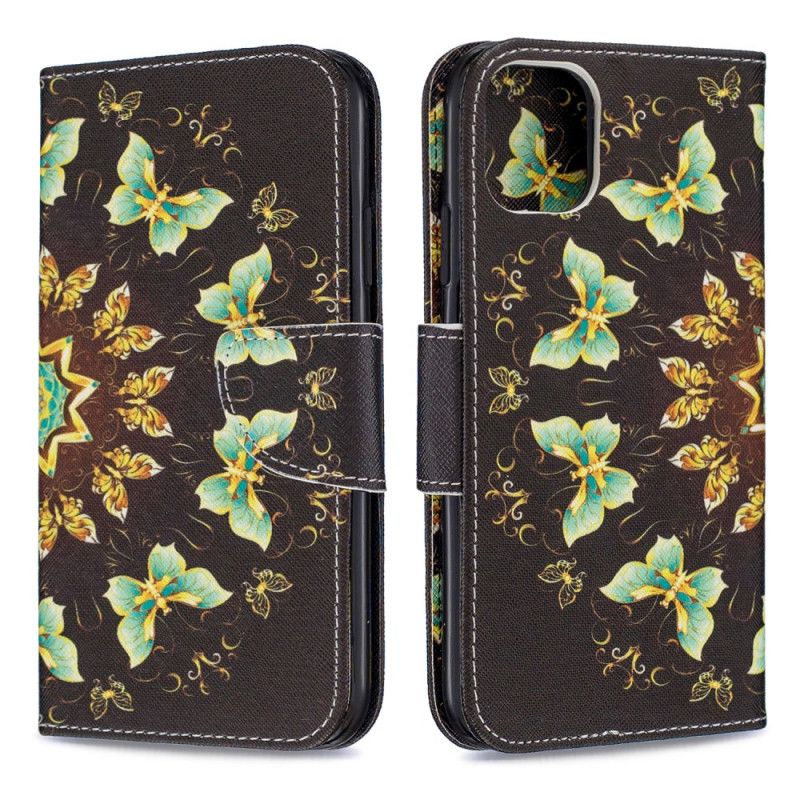 Flip Case Leren iPhone 11 Vlinder Mandala