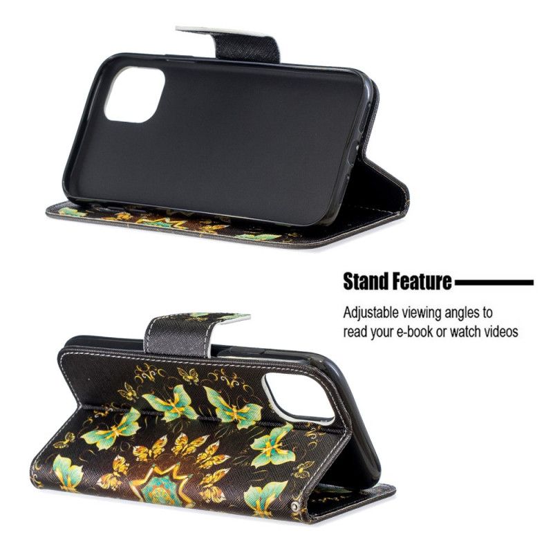 Flip Case Leren iPhone 11 Vlinder Mandala