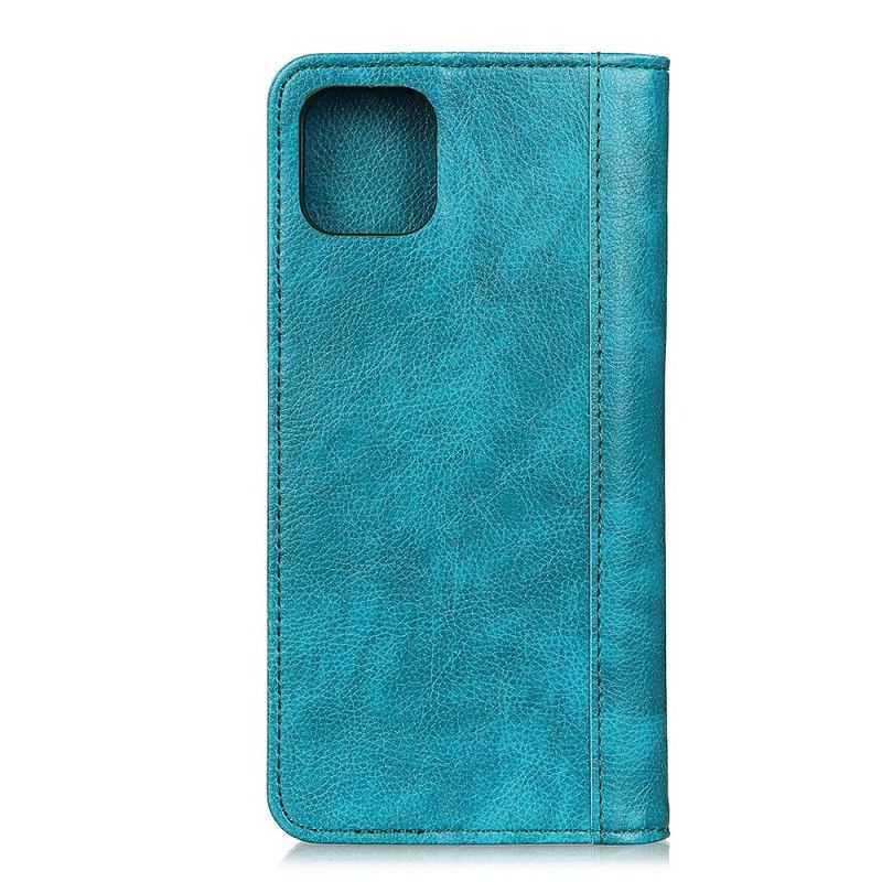 Folio-hoesje iPhone 11 Donkerblauw Zwart Versie In Gekleurd Splitleder