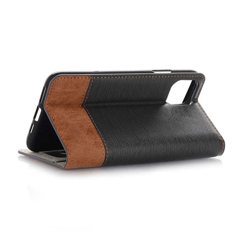 Folio-hoesje iPhone 11 Koffie Zwart Telefoonhoesje Tweekleurig Kunstleer