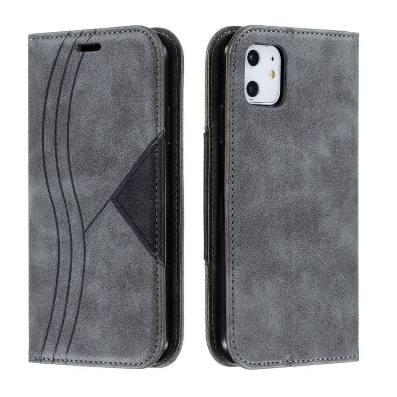 Folio-hoesje iPhone 11 Rood Grijs Golfleder Stijl