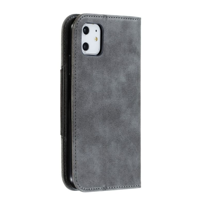 Folio-hoesje iPhone 11 Rood Grijs Golfleder Stijl