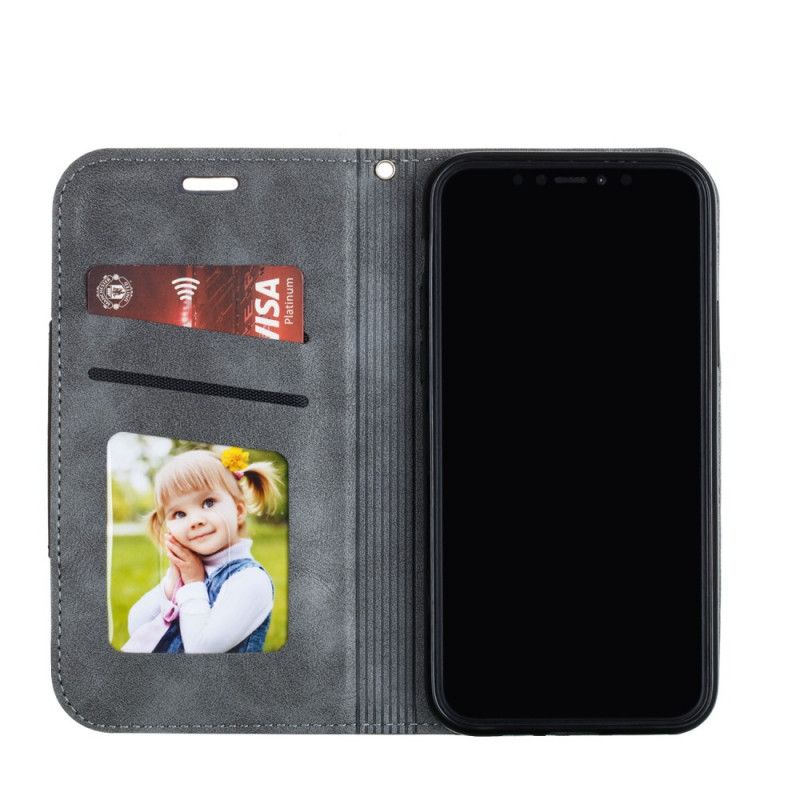 Folio-hoesje iPhone 11 Rood Grijs Golfleder Stijl