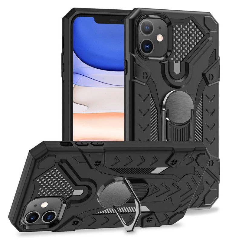 Hoesje iPhone 11 Grijs Zwart Pantser Met Steunring