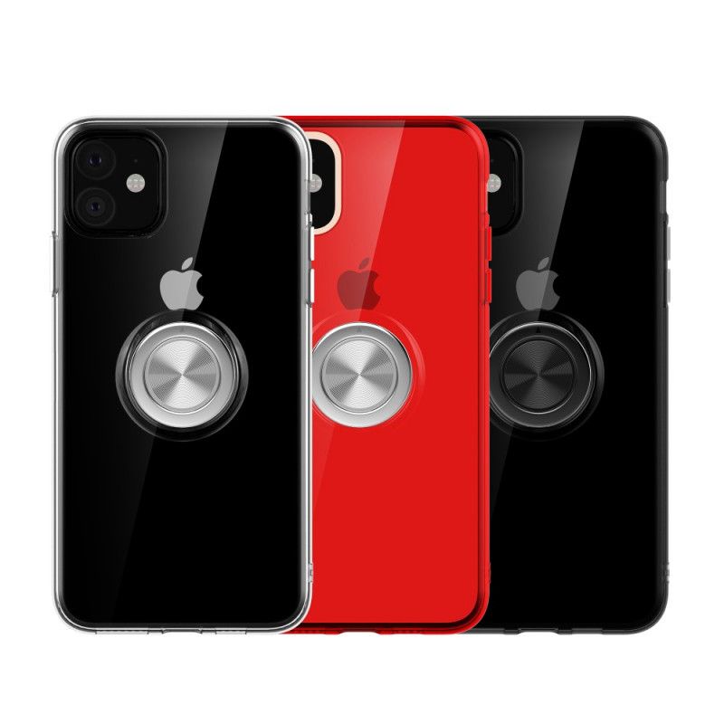 Hoesje iPhone 11 Rood Zwart Transparant Met Draagring