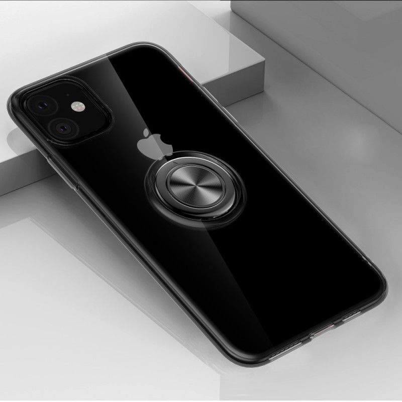 Hoesje iPhone 11 Rood Zwart Transparant Met Draagring