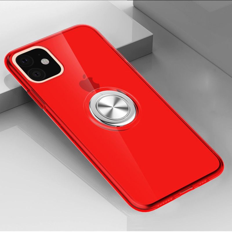 Hoesje iPhone 11 Rood Zwart Transparant Met Draagring