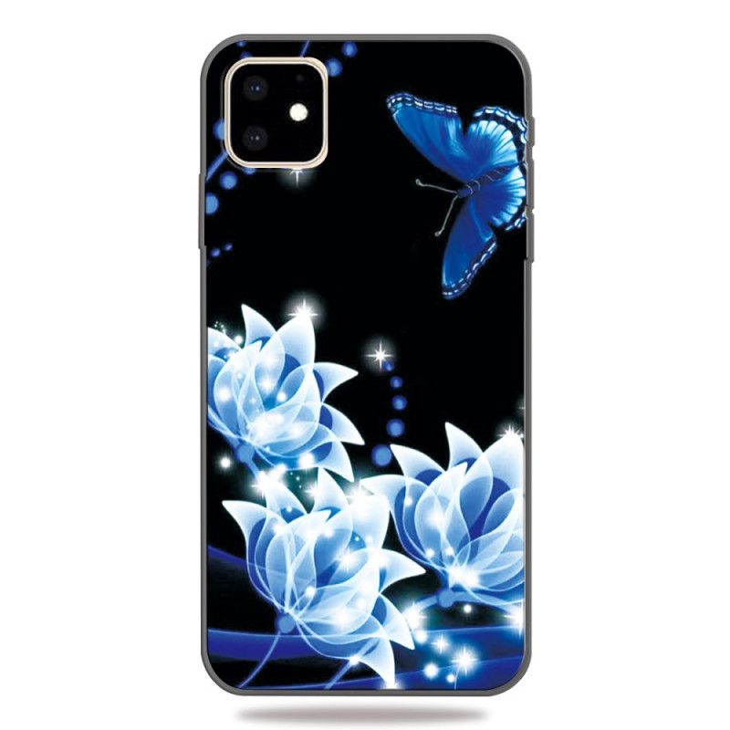 Hoesje iPhone 11 Vlinder En Blauwe Waterlelies