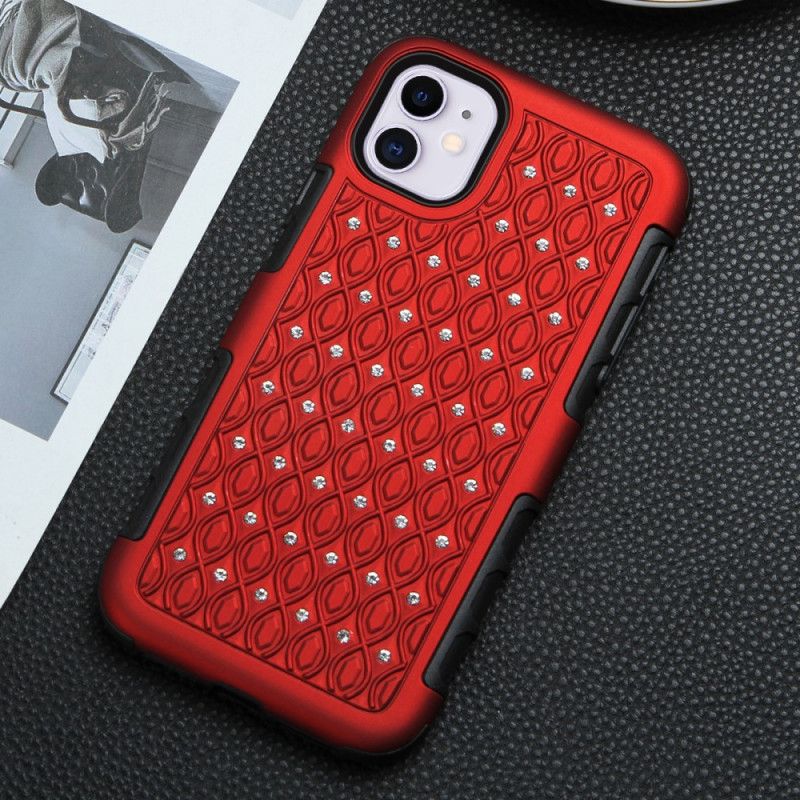 Hoesje voor iPhone 11 Roségoud Bling Diamanten