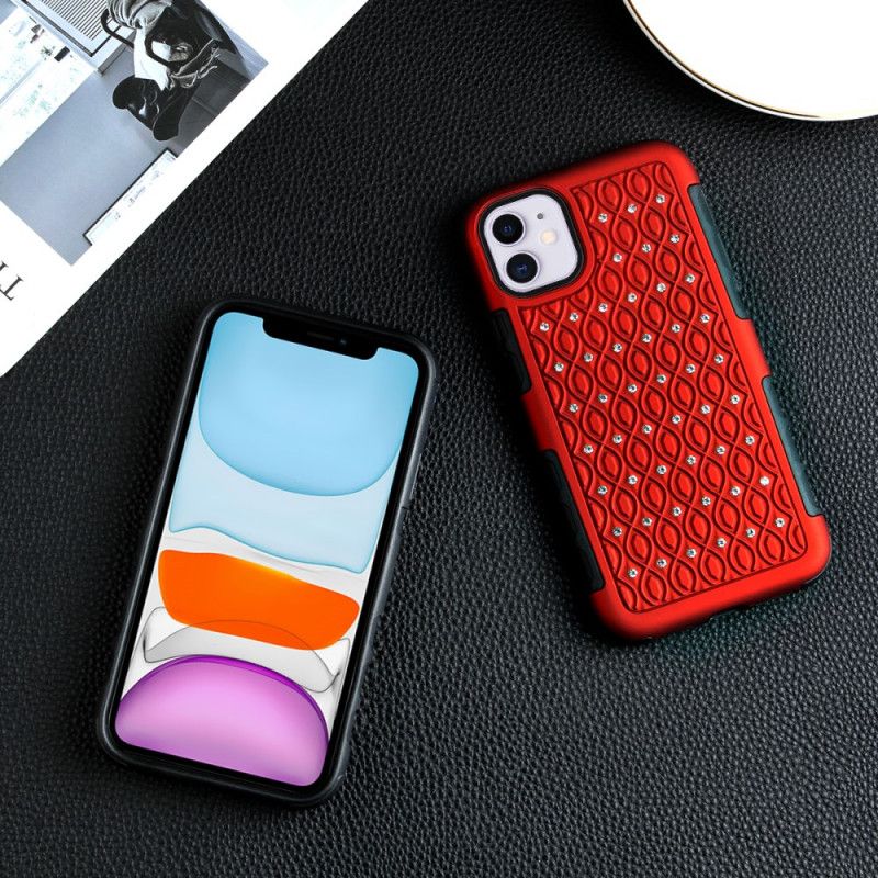 Hoesje voor iPhone 11 Roségoud Bling Diamanten