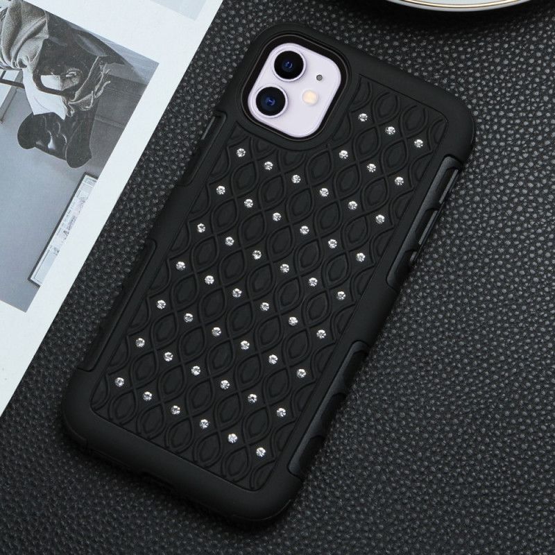 Hoesje voor iPhone 11 Roségoud Bling Diamanten