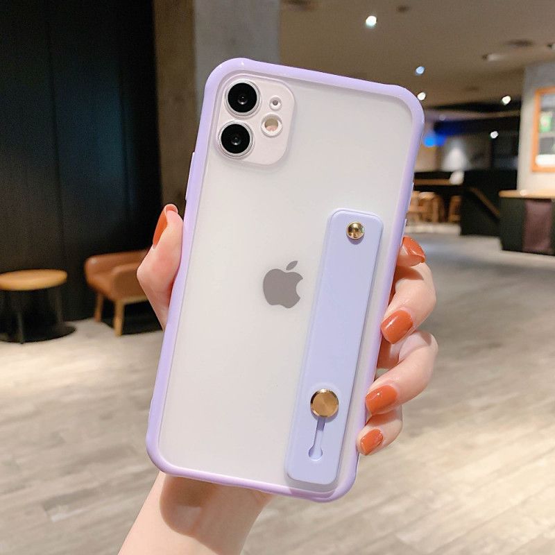 Hoesje voor iPhone 11 Wit Zwart Hybride Met Draagriem