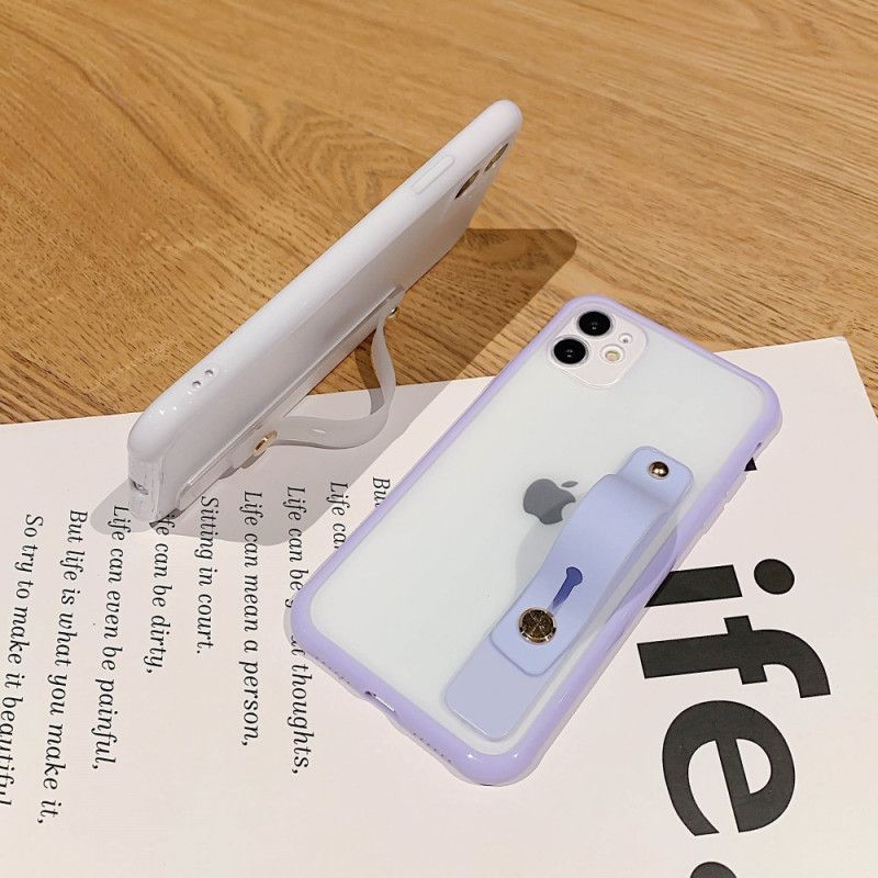 Hoesje voor iPhone 11 Wit Zwart Hybride Met Draagriem