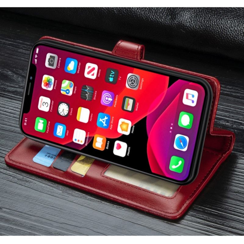 Leren Hoesje iPhone 11 Rood Zwart Telefoonhoesje Premium Ontwerp