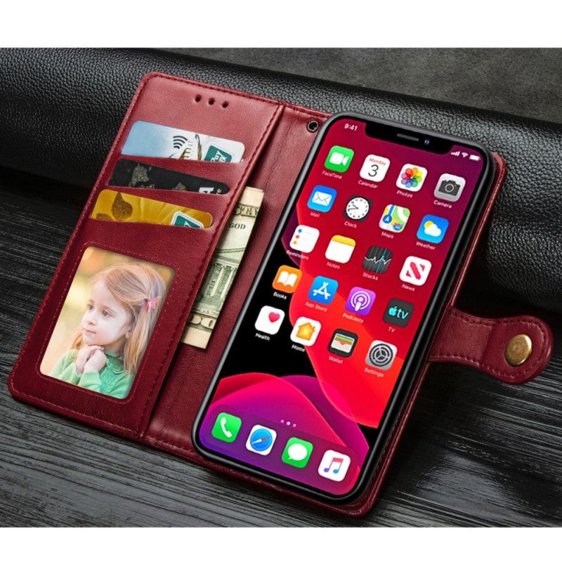 Leren Hoesje iPhone 11 Rood Zwart Telefoonhoesje Premium Ontwerp