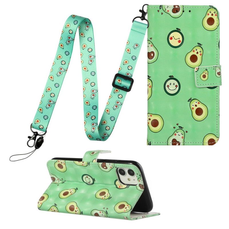 Leren Hoesje iPhone 11 Telefoonhoesje Avocado Verstelbare Riem