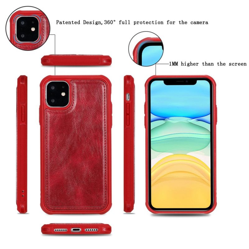 Leren Hoesje iPhone 11 Zwart Multifunctionele Afneembare Schaal