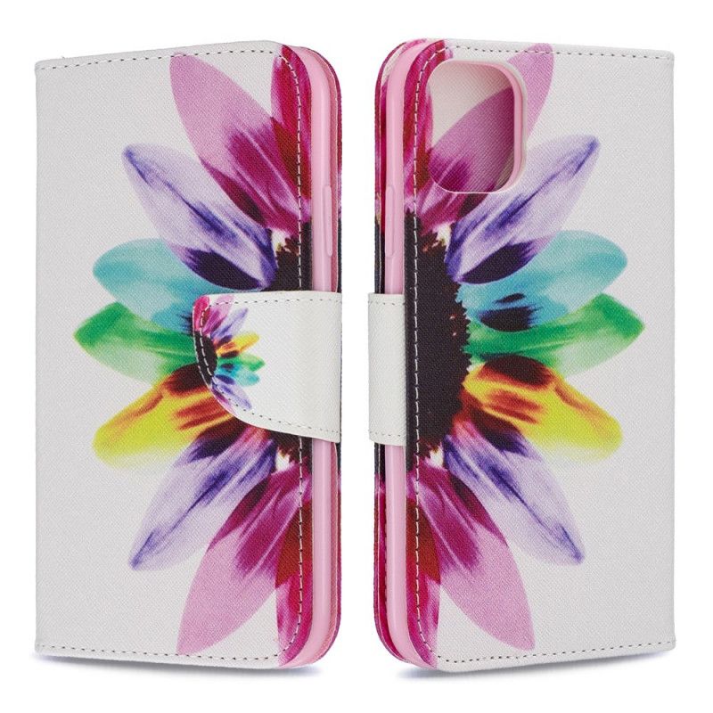 Leren Hoesje voor iPhone 11 Aquarelbloem