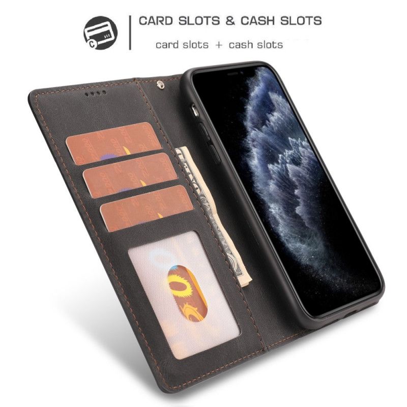 Leren Hoesje voor iPhone 11 Rood Zwart Klassieke Retro Leerstijl