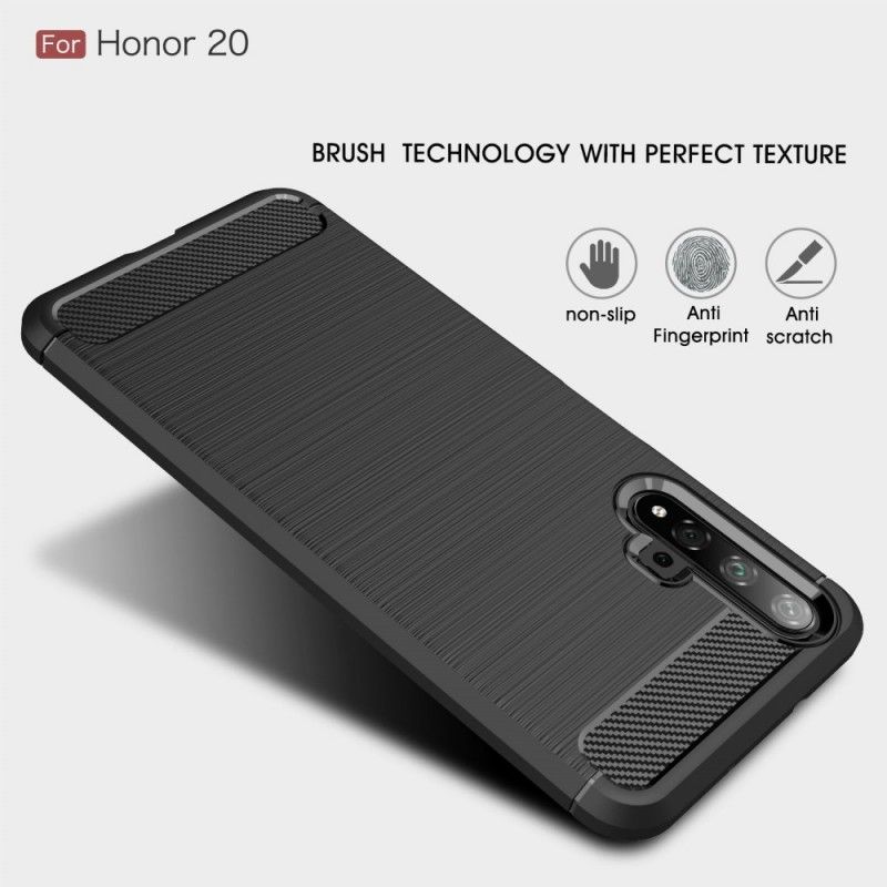 Cover Hoesje Honor 20 Rood Zwart Telefoonhoesje Geborsteld Koolstofvezel