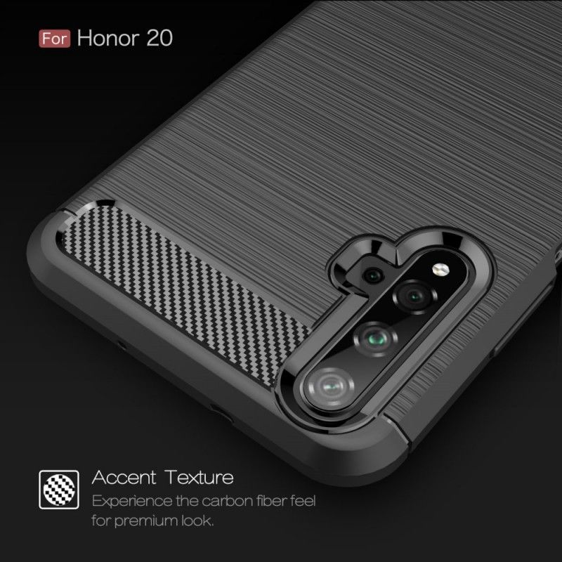 Cover Hoesje Honor 20 Rood Zwart Telefoonhoesje Geborsteld Koolstofvezel