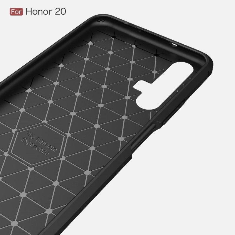 Cover Hoesje Honor 20 Rood Zwart Telefoonhoesje Geborsteld Koolstofvezel