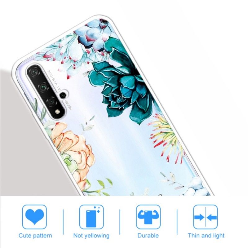 Cover Hoesje Honor 20 Telefoonhoesje Transparante Aquarelbloemen