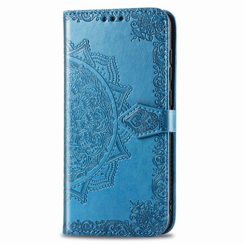 Leren Hoesje Honor 20 Grijs Zwart Telefoonhoesje Mandala Van Middelbare Leeftijd