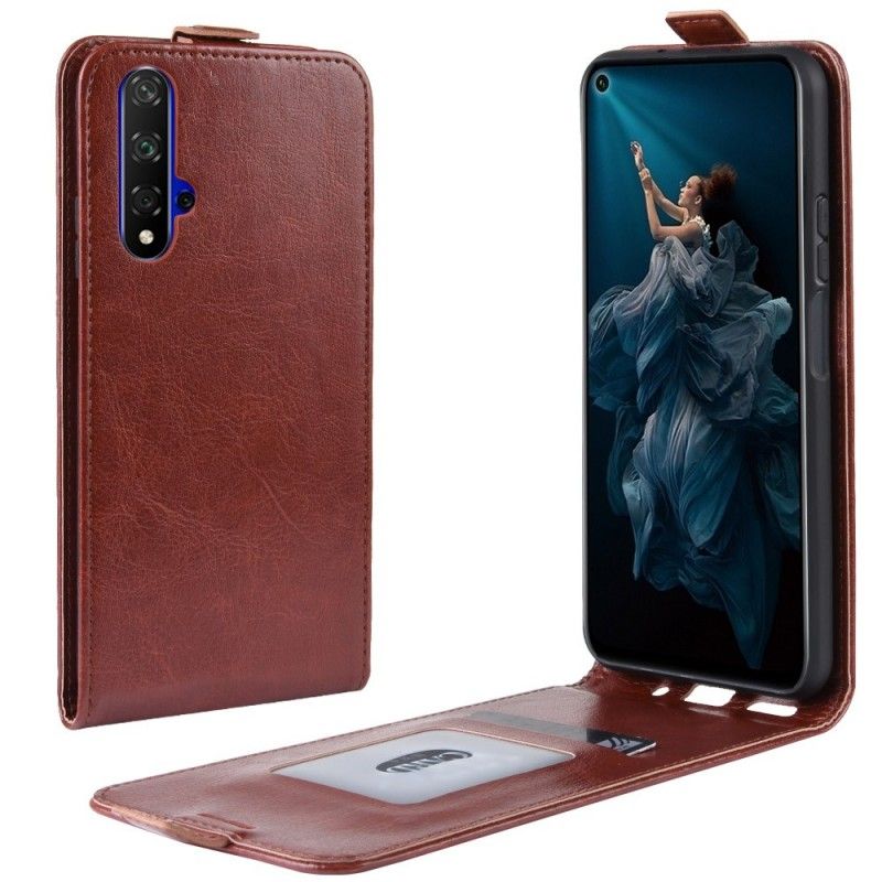 Leren Hoesje voor Honor 20 Wit Zwart Retro Vouwen