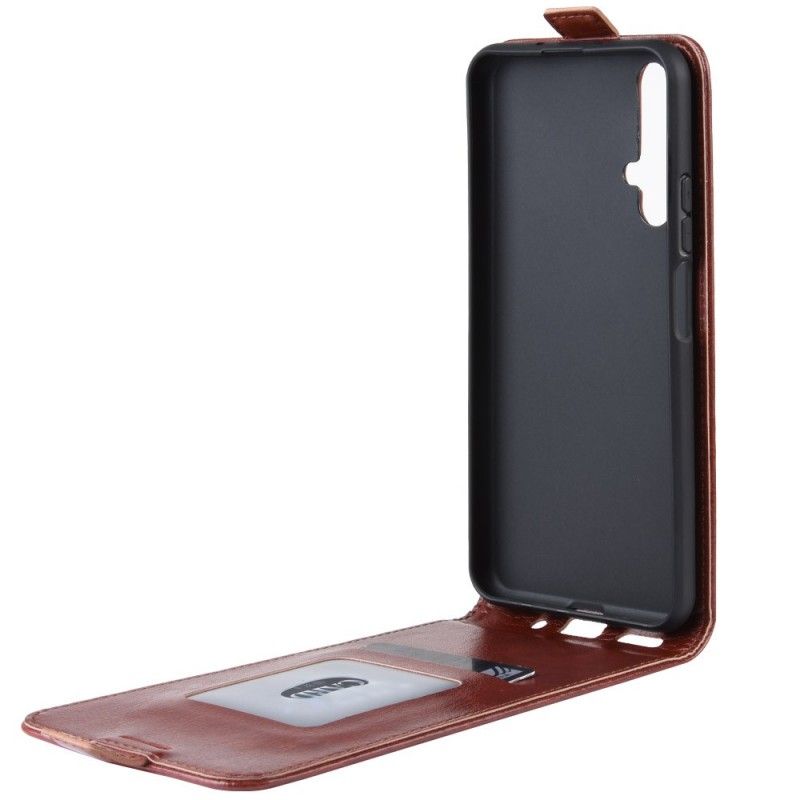Leren Hoesje voor Honor 20 Wit Zwart Retro Vouwen