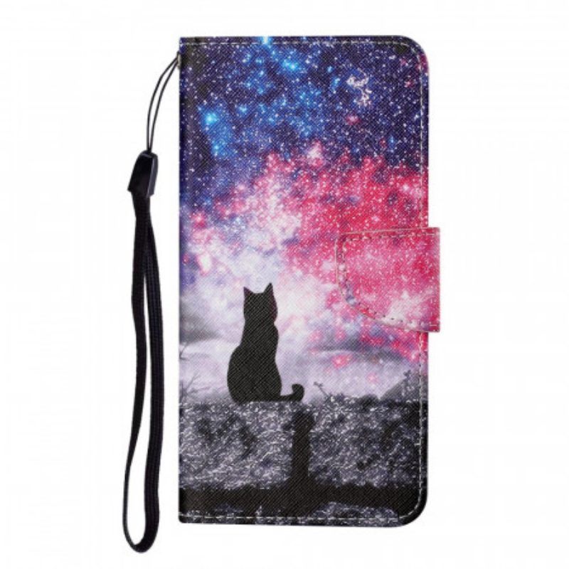 Folio-hoesje voor Samsung Galaxy S22 Ultra 5G Kattenverhalen Met Lanyard