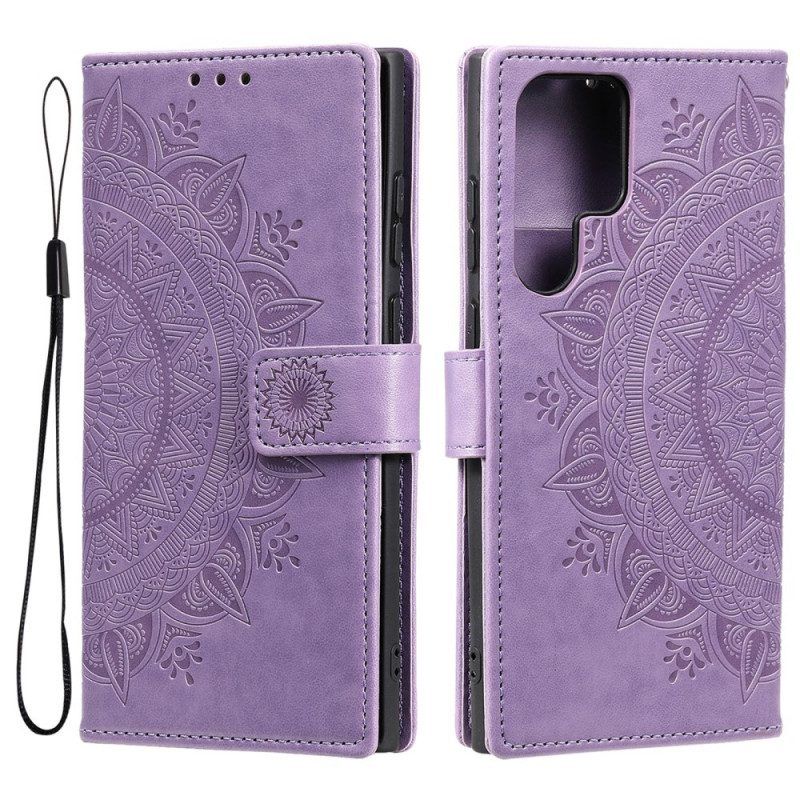 Folio-hoesje voor Samsung Galaxy S22 Ultra 5G Zon Mandala