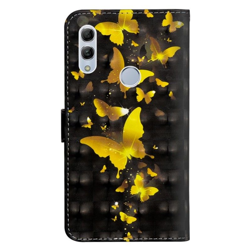 Flip Case Leren Honor 10 Lite Gele Vlinders
