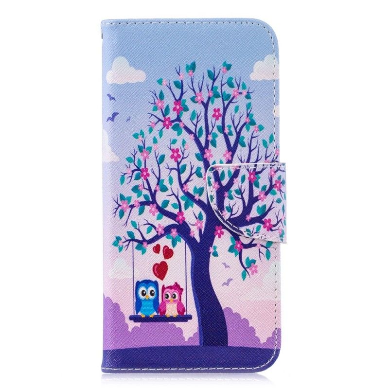 Flip Case Leren Honor 10 Lite Uilen Op De Schommel