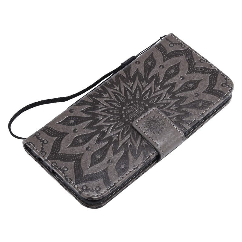 Leren Hoesje voor Honor 10 Lite Rood Grijs Zonnebloem