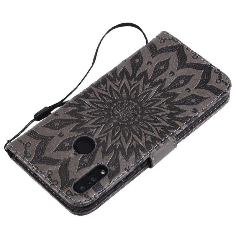 Leren Hoesje voor Honor 10 Lite Rood Grijs Zonnebloem